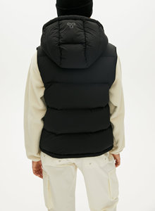 2025 Logo personnalisé sans manches mémoire unisexe bouffant vers le bas gilet hiver décontracté noir femmes veste avec capuche coupe-vent brodé - Product Image 2