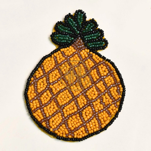 Posavasos de té de piña con cuentas ecológico hecho a mano en amarillo verde 10mm de espesor accesorio de mesa decorativo para toque Tropical - Product Image 1