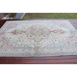 Alfombra Turca de 6.4x9.6 pies (196x292 cm), Alfombra Vintage con Diseño Floral Azul - Product Image 3