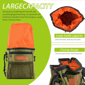 Vente chaude transporte facilement des jouets pour animaux de compagnie Kibble Treats Distributeur de sac de caca intégré 3 façons de porter une pochette d'entraînement de friandises pour chien pour chiot - Product Image 6