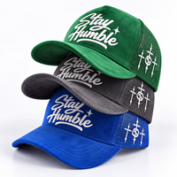 Casquette Trucker Personnalisée en Daim 5 Panneaux avec Filet, Fermeture Snapback, Logo Brodé 3D, Respirante, Style Vintage, Chapeau Streetwear d'Extérieur pour Hommes et Femmes