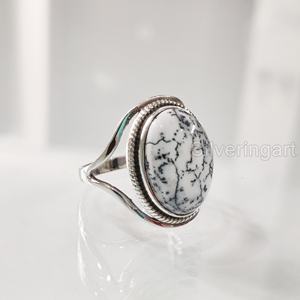 Women's Ring Natural Dendritic Opal Gemstone October Birthstone Designer Band Vintage Handmade Jewelry 925 Sterling Silver Ring - Product Image 1