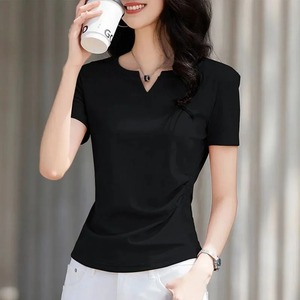 Camiseta de manga corta elegante de color puro para mujer, camisa de cuerpo de nuevo estilo de verano a la moda - Product Image 3