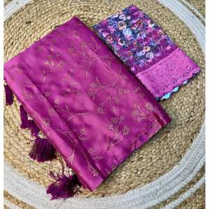 ผ้าส่าหรีผ้าไหมลายลาเต้น้ำหนักเบาผ้า2025สำหรับงานแต่งงานสไตล์อินเดีย - Product Image 4