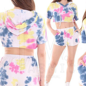 Conjunto Deportivo de Alta Calidad para Mujer, Cuello Redondo, Talla Grande, Forrado, Estilo Peking, Top Corto, Sudadera con Capucha, Personalizable - Product Image 1