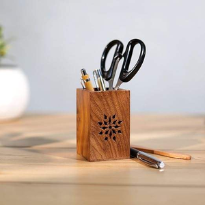 Wooden Pen <b>Holder</b> for Desk Fancy Office Table Pencil Cup Stand Wooden Cute Pretty Desktop Organizer for <b>Makeup</b> Brushes - Product Image 3