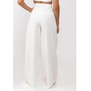 Pantalons et pantalons de mode formels pour femmes quantité minimale de commande basse taille moyenne coupe ajustée Colotte devant plat taille élastique vêtements d'aspect naturel - Product Image 2