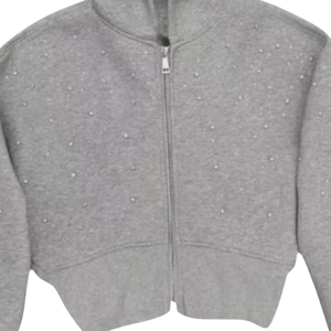 <b>Grey</b> Rhinestone Men's Luxury Crystal Zip Bling Sparkle Streetwear Hip Hop Fashion Diamond Autumn Oversized <b>Sweatshirts</b> - Product Image 4