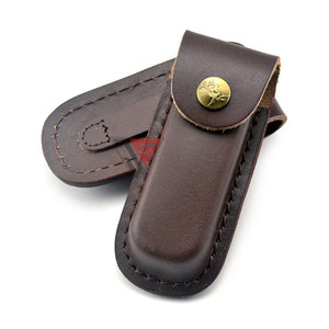 Gaine de couteau de poche de chasse de haute qualité nouvelle gaine en cuir véritable avec rabat pliant avec bouton de pression en laiton, boucle de ceinture - Product Image 4