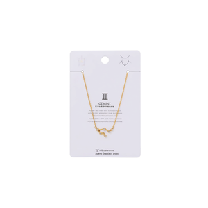 Collar de acero inoxidable chapado en oro con colgante del zodiaco Géminis para mujer, joyería de moda, regalo. - Product Image 1