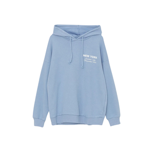 Sweat à capuche oversize bleu ciel 100% coton pour femme manches longues Logo personnalisable imprimé Position avant-Nouvelle qualité pour la saison hivernale - Product Image 6
