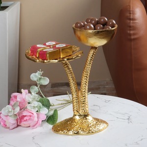 <b>Two</b> <b>Tier</b> Matte Gold Polished Chocolate <b>stand</b> For Chocolate Serving And Dessert Serving Usage Tabletop Kitchen Supplies Items - Product Image 3