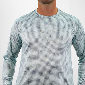 Personalice su diseño sublimación pesca manga larga protección UV secado rápido Upf50 pesca camisa hombre 100% poliéster Color sólido - Product Image 2