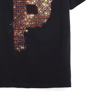T-shirt confortable à séchage rapide pour homme, 100% coton, coupe ample, dernier design, prix bas, imprimé avec des strass. - Product Image 6