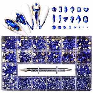 ชุดคริสตัลตกแต่งเล็บสีน้ำเงิน 21 ช่อง พร้อมปากกาติดเล็บ - Product Image 4