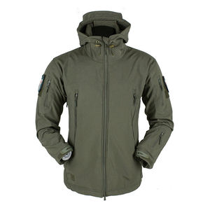 Chaqueta suave de invierno de manga larga para hombre, venta al por mayor, impermeable, a prueba de viento, transpirable y flexible, tela de lona, logotipo frontal - Product Image 2