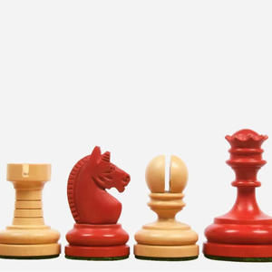 Reproducción de Lujo de Piezas de Ajedrez Estilo Knubbel de 1930 en Madera Teñida de Carmesí y Boj, 3 Rey, al Mejor Precio - Product Image 1