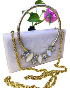 Designer Ladies Satin Lining Resin <b>Clutch</b> <b>Bag</b> Handcrafted Cost-Effective Fashion Evening <b>Bags</b> for <b>Weddings</b> Parties - Product Image 1