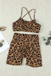 Ensemble de soutien-gorge et short de sport pour femmes, style 2026, imprimé léopard par sublimation, pour la salle de sport, le fitness, la course à pied, ensemble de yoga sublimé pour femmes - Product Image 5