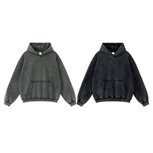 เสื้อมีฮู้ดผ้าบาติกสำหรับผู้ชาย410กรัมเสื้อมีฮู้ดผ้าบาติกแบบฝรั่งเศสขอบกระจัดกระจายเสื้อฮู้ดแนวสตรีทแบบย้อนยุค - Product Image 2