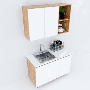 Custom Solid Wood & Melamine Shaker Kitchen Cabinets 1.2m for Apartments TBT68005 - Product Image 3