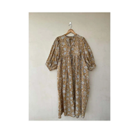Vestido Maxi Casual Estilo Boho de Talla Única con Cuello Redondo, Mangas Largas, Cierre con Cordón, Cintura Natural, Ecológico, para Playa o Trabajo