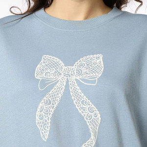 Los más vendidos de calidad en blanco de lana de gran tamaño OEM de tamaño real de impresión personalizada Logo cuello redondo MOQ sudadera de mujer - Product Image 3
