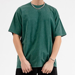 Vente en gros d'été 100% coton T-shirt pour hommes délavé lourdement surdimensionné à manches courtes avec T-Shirt grande taille de couleur unie - Product Image 3