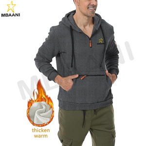 เสื้อฮู้ดผู้ชายผ้าฟลีซสำหรับออกกำลังกาย แขนยาว ซิป ¼  แบบสวม มีกระเป๋า - Product Image 3