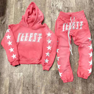 Conjunto Deportivo Vintage de Verano con Estampado Urbano, Sudadera de Algodón con Corte Regular y Pantalones Jogger Desgastados, Lavado Ácido Personalizado - Product Image 5