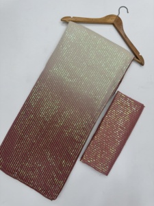 Atractiva impresión digital de Georgette de 60 gramos con bordado de secuencia Saree mujer moda fabricante y proveedor de Surat - Product Image 2