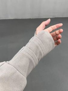 Otoño High Street mangas expuestas dedo Sudadera con capucha peso pesado lavado retro Sudadera con capucha de gran tamaño para hombres - Product Image 3