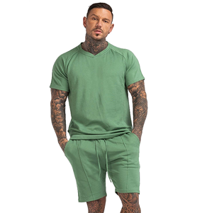Summer New Men's Casual Shorts Sets Acid Washed Color Short Sleeve T Shirt & Solid Tracksuit 2-Piece Shorts Sets Men's Sets - Product Image 5
