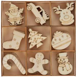 Admirable diseño cortado con láser adornos navideños de madera suministros para manualidades DIY recortes de madera contrachapada para decoración de árboles de Navidad y regalo - Product Image 1