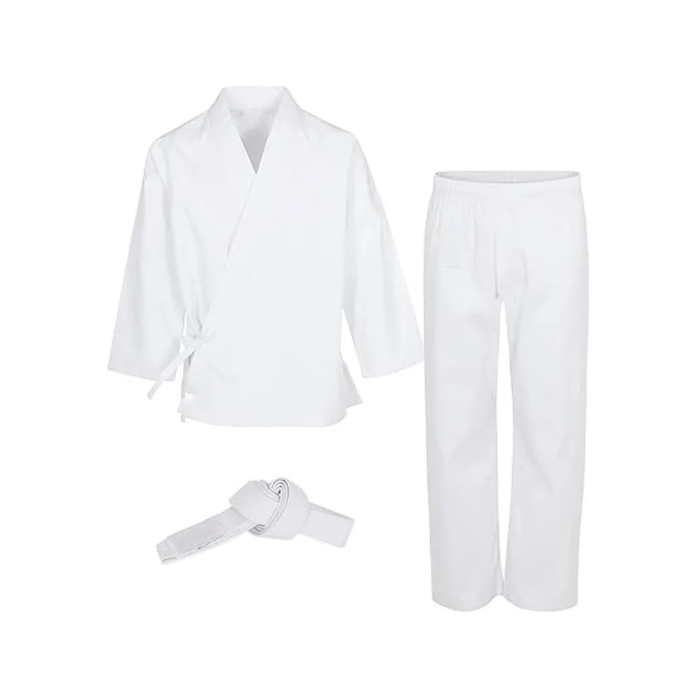 Premium Karate Uniform Boys Girls Complete Kids White Karate Gi Set Pants Belt - Comfortable Durable Machine Washable