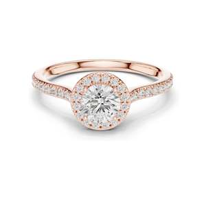 Bague de fiançailles pour femme avec halo de diamants de laboratoire ronds brillants de 1,04 carat, clarté VVS-VS EF, or 18 carats, 14 carats, 10 carats et argent 925 - Product Image 3