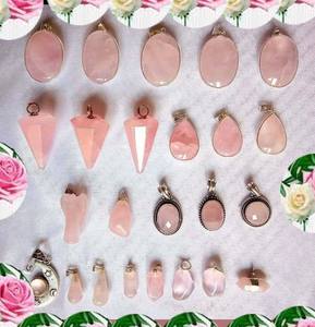 Bonito colgante de piedras preciosas en forma ovalada y puntiaguda de Cuarzo Rosa, recién llegado colgante de plata, joyería para regalo de Festival, joyería - Product Image 1