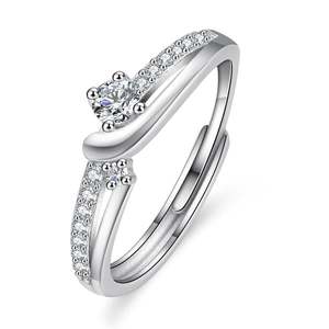 Jeulia Sterling Silver Double Stone Couple Ring Rhodium and Rose Gold Plated Classic Wedding Band - Product Image 1