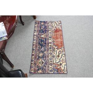 Handmade Traditional Beige Wool <b>Rug</b> 1.6 X 3.3ft Turkish Patchwork Rectangle Latex Backing for Living Room or <b>Bedroom</b> - Product Image 1