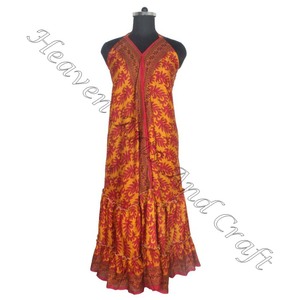 SD008 Saree / Sari / Shari vêtements indiens et pakistanais de l'Inde Hippy Boho longue Unique Cool Maxi indien Vintage Sari robe - Product Image 5