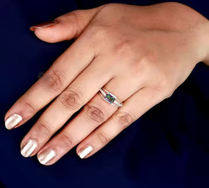 Anillo de Plata de Ley 925 con corte octogonal de topacio místico creado en laboratorio, banda de diseño romántico para compromiso de boda o fiesta de mujer - Product Image 5