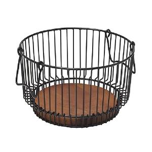 Ensemble de deux paniers de rangement en métal noir et fer au design moderne avec base en bois Taille personnalisée Forme Couleur Logo Utilisations dans la maison et la cuisine - Product Image 6
