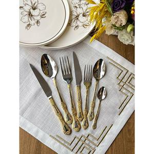 Rossev 24K oro Avant-Garde Ala 42 pezzi Set di posate per 6 persone ÇKB