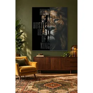 Impression sur toile de Fida Brown Lion et texte « Heart of a King » - Product Image 3