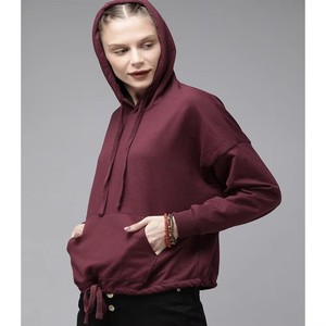 Women's Blank Crop Hoodie Custom Printing New High Quality Polyester Cotton Crop <b>Top</b> Blank Hoodies For Women - Product Image 2