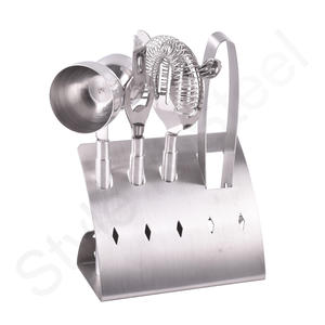 Ensemble d'outils de bar en acier inoxydable couleur argent Kit de barman comprenant une pince à glace, etc. Ensemble d'outils de barre 5 pièces - Product Image 1