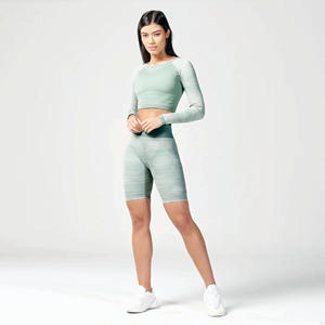 53% ylon 39% Polyester 8% Spandex ody it IGH ISE omompression aiaistband omen Reen URF urnfinity tritripe eamless horhorts - Product Image 2