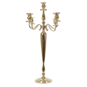 Candélabre à 5 bras en aluminium, nouveau design haut de gamme en Nickel, centre de table de luxe, pièce maîtresse de mariage - Product Image 3