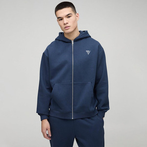 เสื้อผ้าแนวสตรีทแขนยาวสำหรับผู้ชาย, เสื้อผ้า100% มีฮู้ดแขนยาวผ้าคอตตอนชุดฤดูหนาวซิปเต็ม - Product Image 1