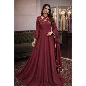 Vestido Maxi Moderno y Elegante, Transpirable, para Adultos, Silueta en A, Escote Cruzado, Diseño Asimétrico, Estilo Árabe - Product Image 1